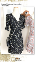 Load image into Gallery viewer, Amber Black Floral Wrapped Dress