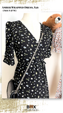 Load image into Gallery viewer, Amber Black Floral Wrapped Dress