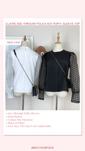 Load image into Gallery viewer, Claire See-Through Polka Dot Puffy Sleeve Top