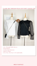 Load image into Gallery viewer, Claire See-Through Polka Dot Puffy Sleeve Top
